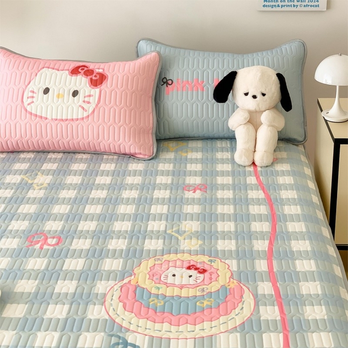 91家纺网 家纺一手货源 找家纺 顾里家纺 2026新款ins大版卡通乳胶席凉席席子 蛋糕花猫