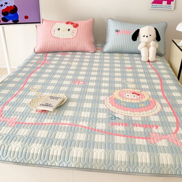 91家纺网 家纺一手货源 找家纺 顾里家纺 2026新款ins大版卡通乳胶席凉席席子 蛋糕花猫