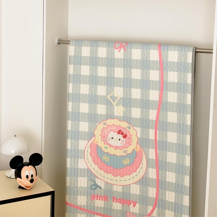 91家纺网 家纺一手货源 找家纺 顾里家纺 2026新款ins大版卡通乳胶席凉席席子 蛋糕花猫