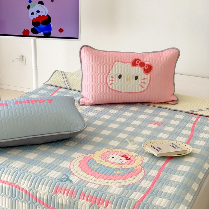 91家纺网 家纺一手货源 找家纺 顾里家纺 2026新款ins大版卡通乳胶席凉席席子 蛋糕花猫