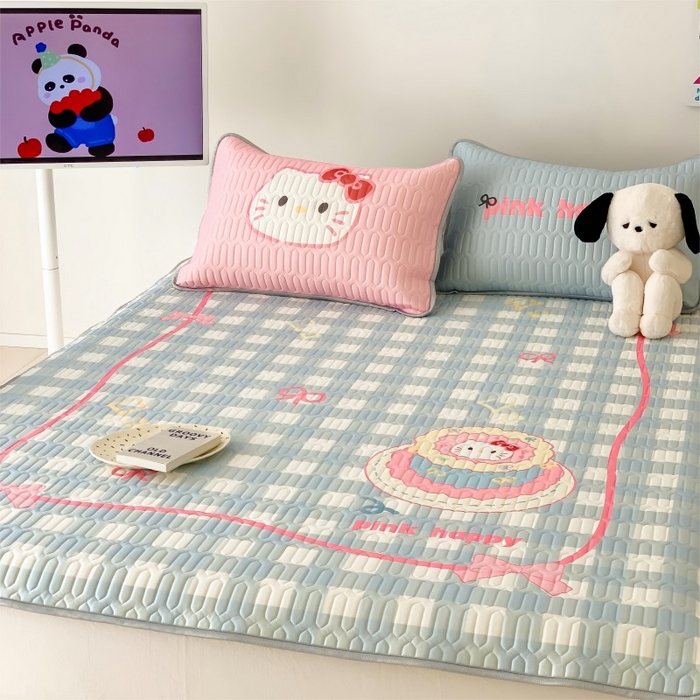 91家纺网 家纺一手货源 找家纺 顾里家纺 2026新款ins大版卡通乳胶席凉席席子 蛋糕花猫