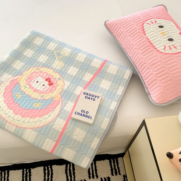 91家纺网 家纺一手货源 找家纺 顾里家纺 2026新款ins大版卡通乳胶席凉席席子 蛋糕花猫