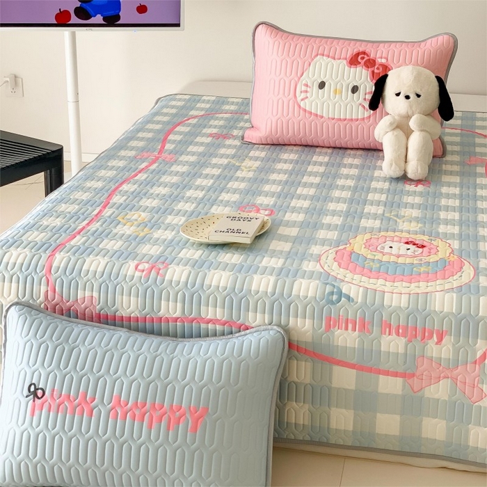 91家纺网 家纺一手货源 找家纺 顾里家纺 2026新款ins大版卡通乳胶席凉席席子 蛋糕花猫