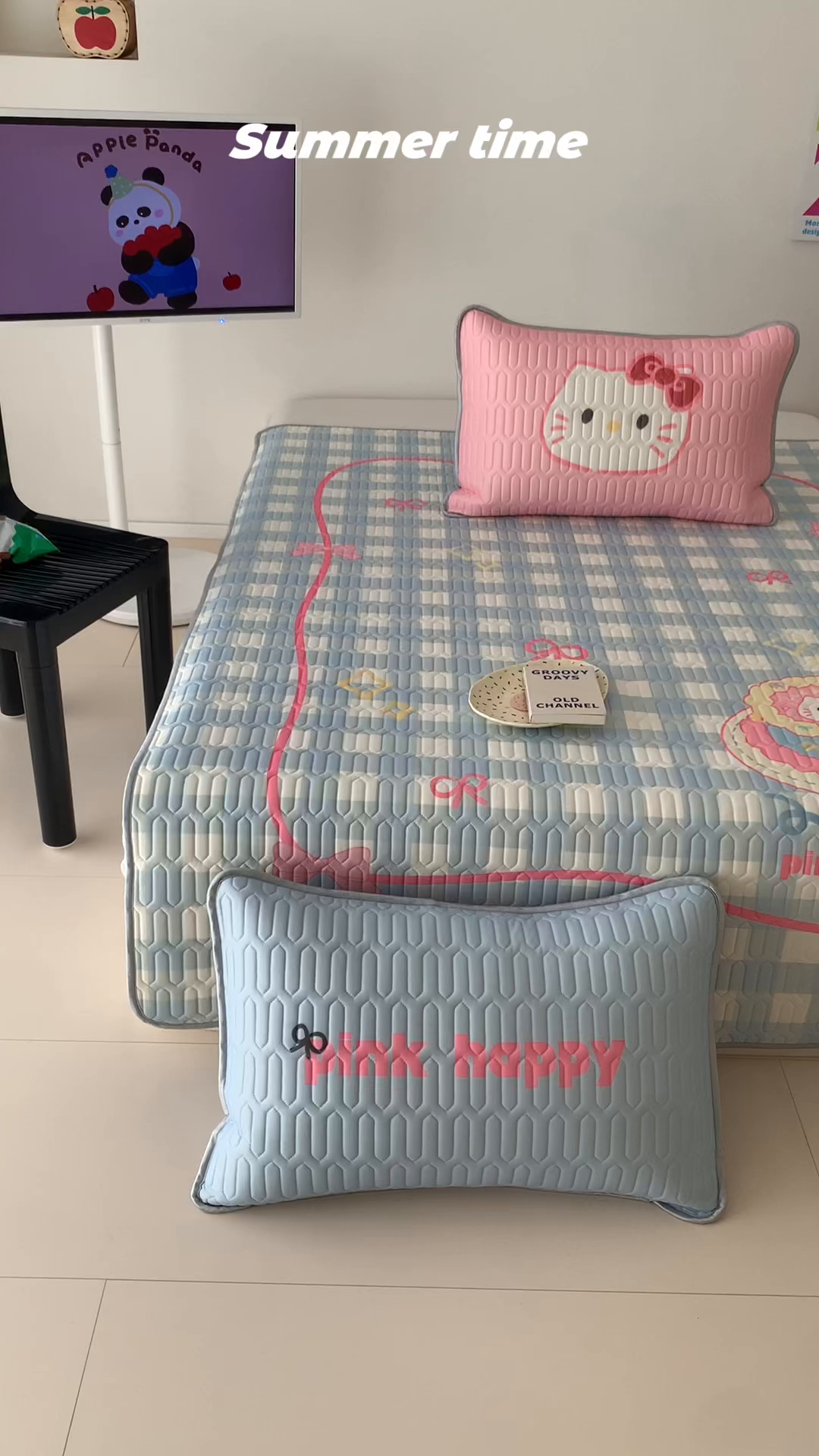 91家纺网 家纺一手货源 找家纺 顾里家纺 2026新款ins大版卡通乳胶席凉席席子 蛋糕花猫