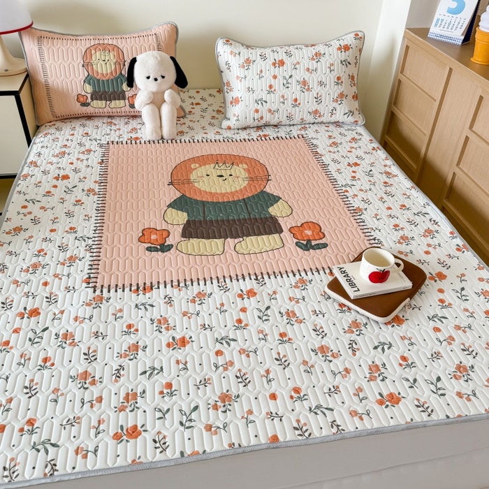 91家纺网 家纺一手货源 找家纺 顾里家纺 2026新款ins大版卡通乳胶席凉席席子 复古小狮