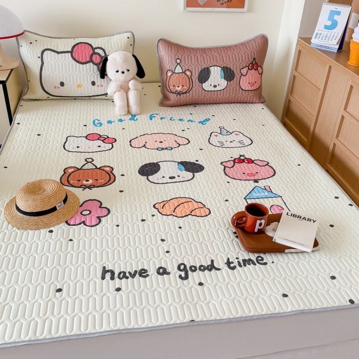 91家纺网 家纺一手货源 找家纺 顾里家纺 2026新款ins大版卡通乳胶席凉席席子 好友圈