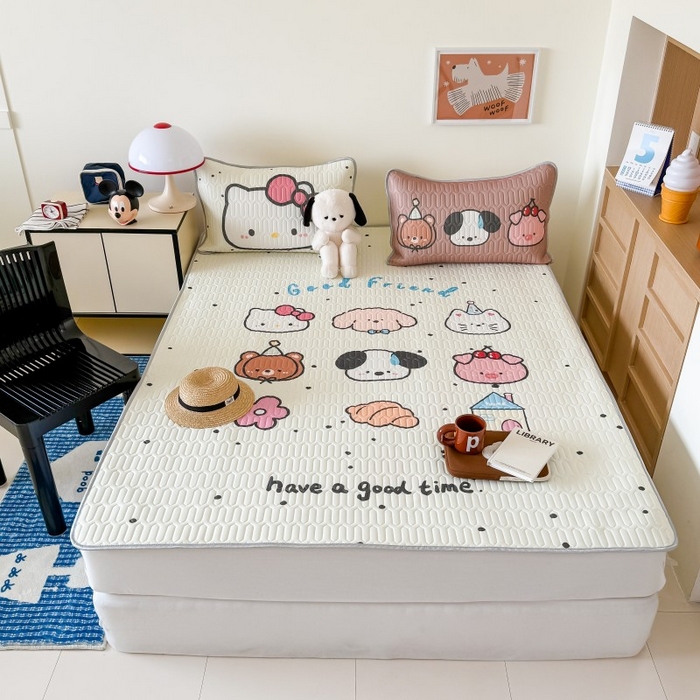 91家纺网 家纺一手货源 找家纺 顾里家纺 2026新款ins大版卡通乳胶席凉席席子 好友圈