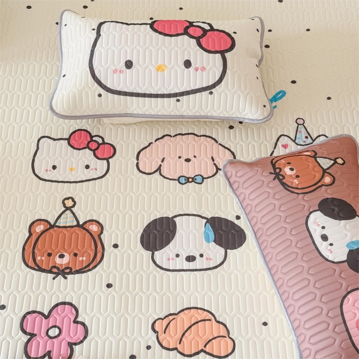 91家纺网 家纺一手货源 找家纺 顾里家纺 2026新款ins大版卡通乳胶席凉席席子 好友圈