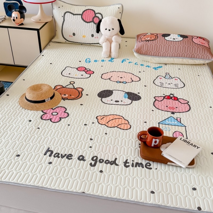 91家纺网 家纺一手货源 找家纺 顾里家纺 2026新款ins大版卡通乳胶席凉席席子 好友圈