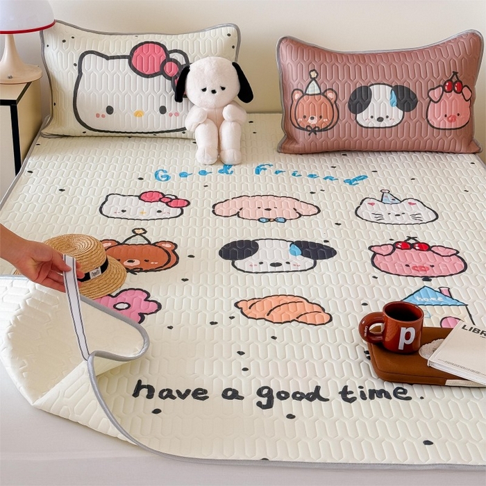 91家纺网 家纺一手货源 找家纺 顾里家纺 2026新款ins大版卡通乳胶席凉席席子 好友圈