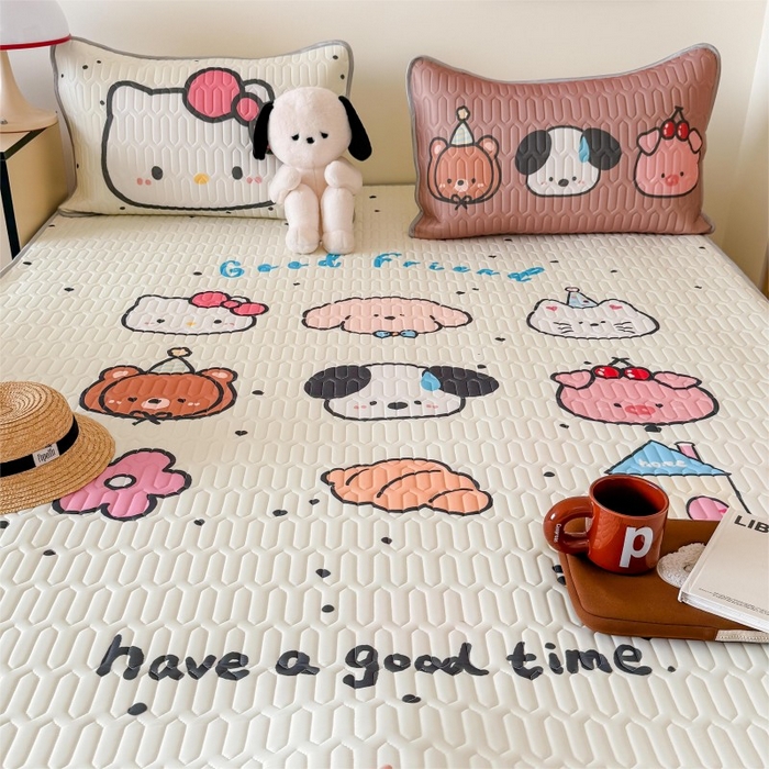 91家纺网 家纺一手货源 找家纺 顾里家纺 2026新款ins大版卡通乳胶席凉席席子 好友圈