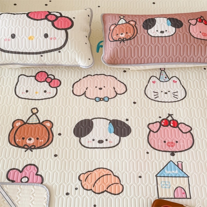 91家纺网 家纺一手货源 找家纺 顾里家纺 2026新款ins大版卡通乳胶席凉席席子 好友圈