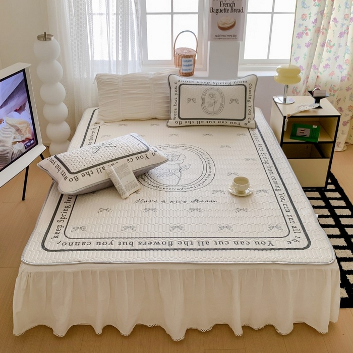 91家纺网 家纺一手货源 找家纺 顾里家纺 2026新款ins大版卡通乳胶席凉席席子 赫本蝴蝶结