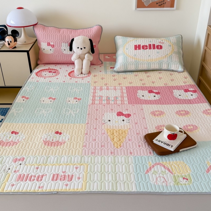 91家纺网 家纺一手货源 找家纺 顾里家纺 2026新款ins大版卡通乳胶席凉席席子 猫咪时光