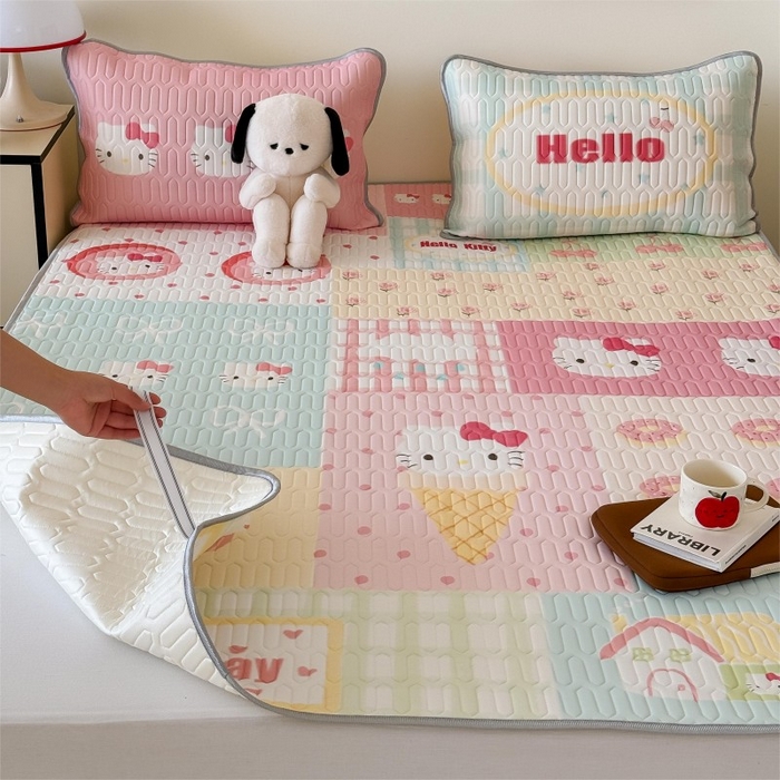 91家纺网 家纺一手货源 找家纺 顾里家纺 2026新款ins大版卡通乳胶席凉席席子 猫咪时光