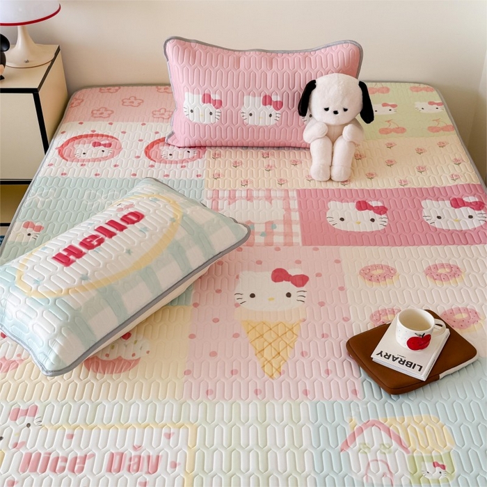 91家纺网 家纺一手货源 找家纺 顾里家纺 2026新款ins大版卡通乳胶席凉席席子 猫咪时光