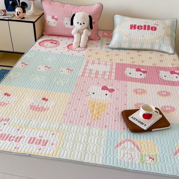 91家纺网 家纺一手货源 找家纺 顾里家纺 2026新款ins大版卡通乳胶席凉席席子 猫咪时光