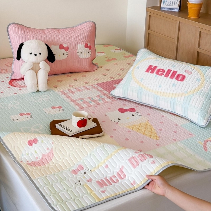 91家纺网 家纺一手货源 找家纺 顾里家纺 2026新款ins大版卡通乳胶席凉席席子 猫咪时光