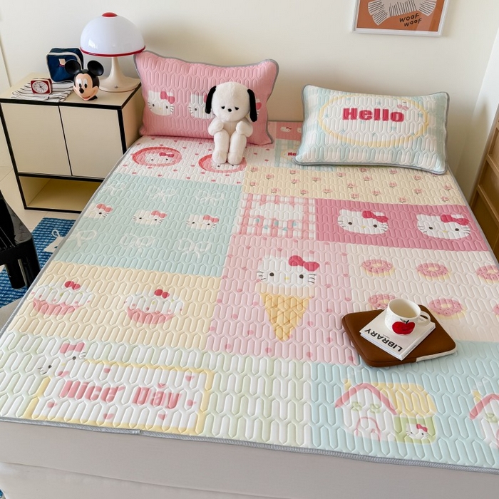 91家纺网 家纺一手货源 找家纺 顾里家纺 2026新款ins大版卡通乳胶席凉席席子 猫咪时光