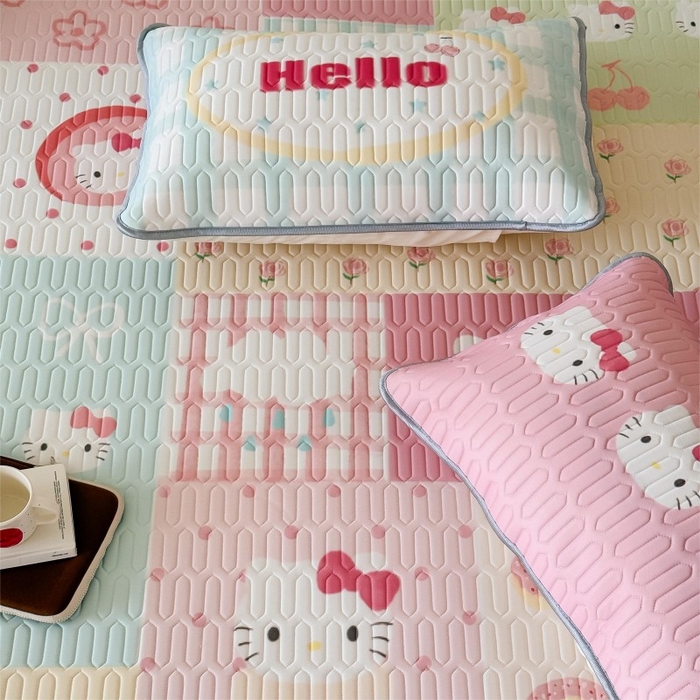 91家纺网 家纺一手货源 找家纺 顾里家纺 2026新款ins大版卡通乳胶席凉席席子 猫咪时光