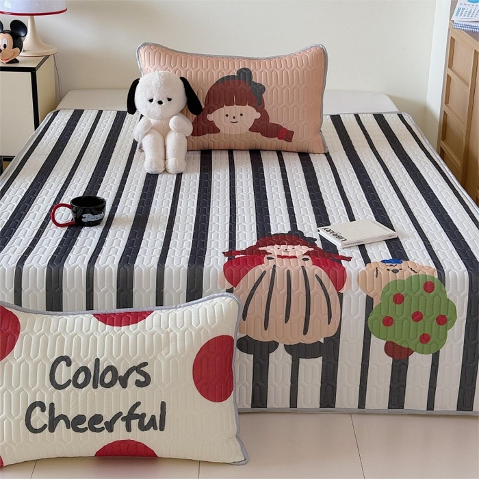 顾里家纺 2026新款ins大版卡通乳胶席凉席席子 帽子女孩