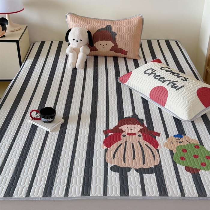 91家纺网 家纺一手货源 找家纺 顾里家纺 2026新款ins大版卡通乳胶席凉席席子 帽子女孩