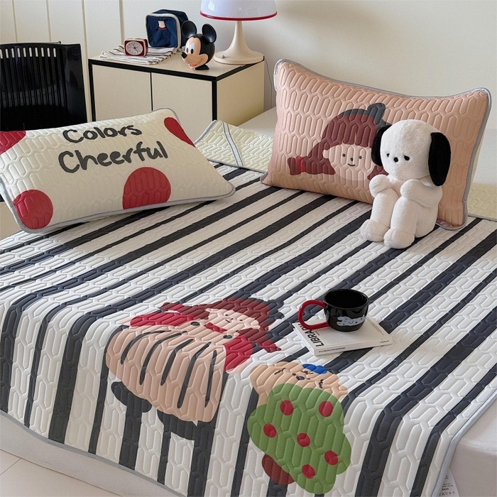 91家纺网 家纺一手货源 找家纺 顾里家纺 2026新款ins大版卡通乳胶席凉席席子 帽子女孩