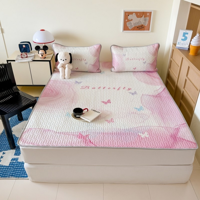 91家纺网 家纺一手货源 找家纺 顾里家纺 2026新款ins大版卡通乳胶席凉席席子 梦境之花