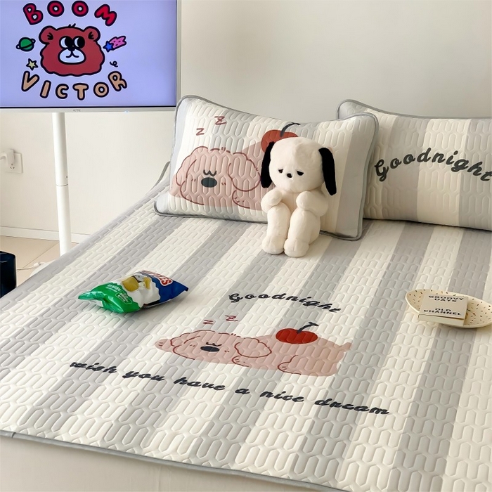 91家纺网 家纺一手货源 找家纺 顾里家纺 2026新款ins大版卡通乳胶席凉席席子 趴趴熊