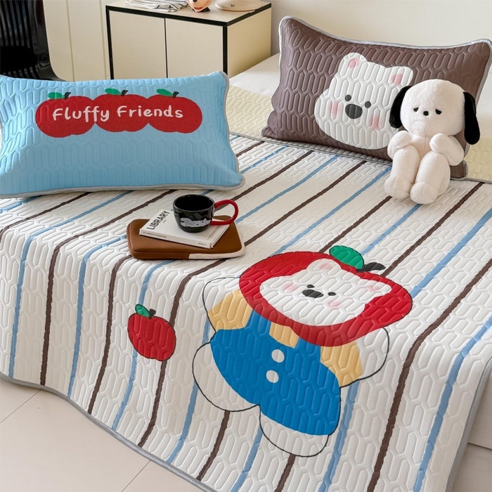 91家纺网 家纺一手货源 找家纺 顾里家纺 2026新款ins大版卡通乳胶席凉席席子 苹果小熊