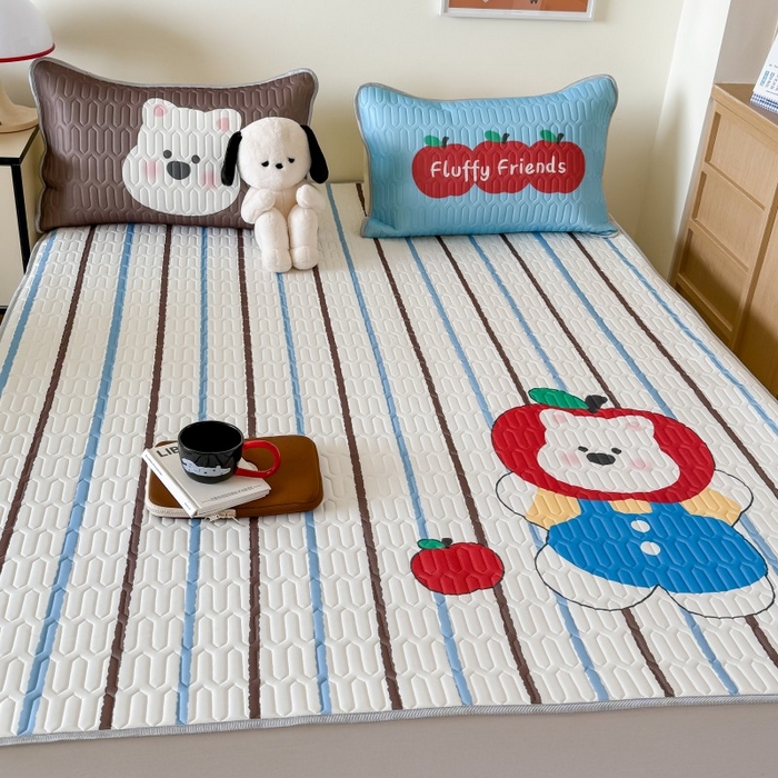 91家纺网 家纺一手货源 找家纺 顾里家纺 2026新款ins大版卡通乳胶席凉席席子 苹果小熊