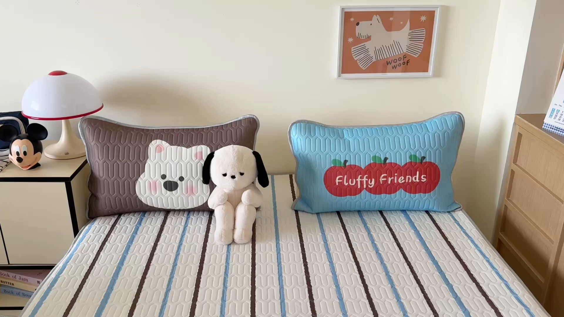 91家纺网 家纺一手货源 找家纺 顾里家纺 2026新款ins大版卡通乳胶席凉席席子 苹果小熊