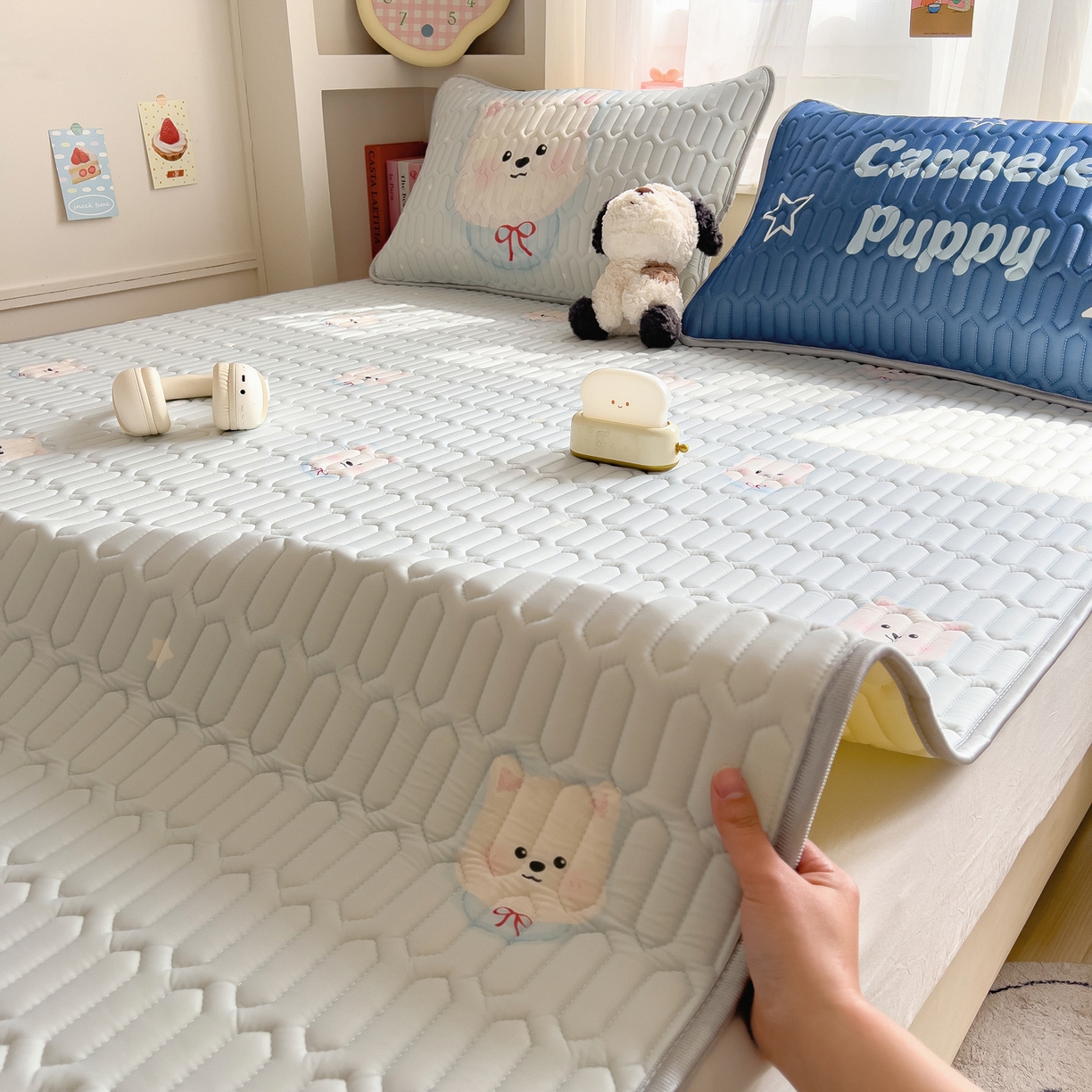 91家纺网 家纺一手货源 找家纺 （总）摩妮卡 2026新款数码大版小清新乳胶凉席床席款三件套-场景二