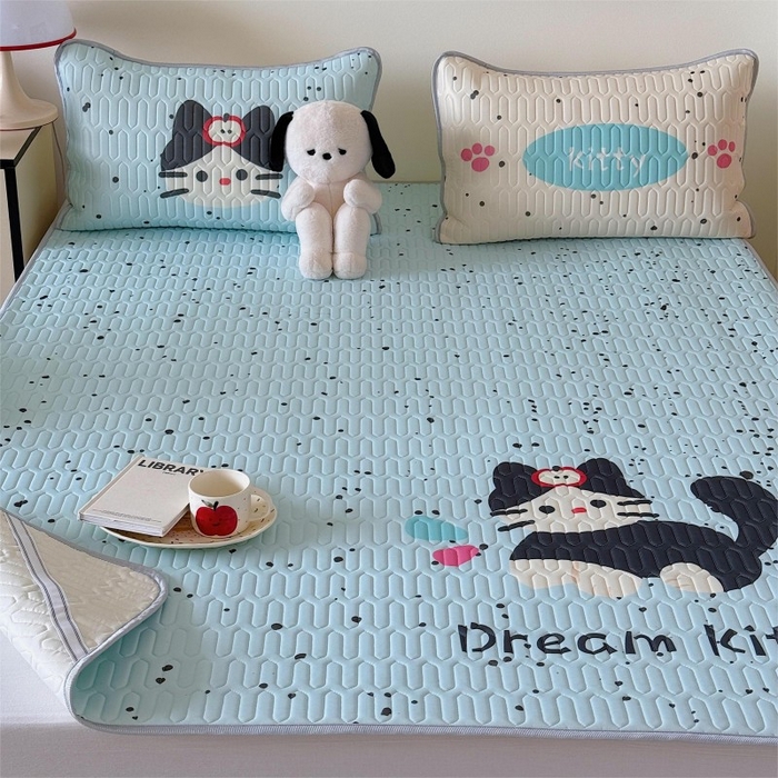 91家纺网 家纺一手货源 找家纺 顾里家纺 2026新款ins大版卡通乳胶席凉席席子 泼墨黑猫