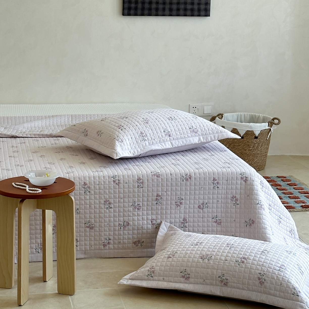 91家纺网 家纺一手货源 找家纺 床盖工厂店 2026新款提花色织麻床盖三件套 云溪紫