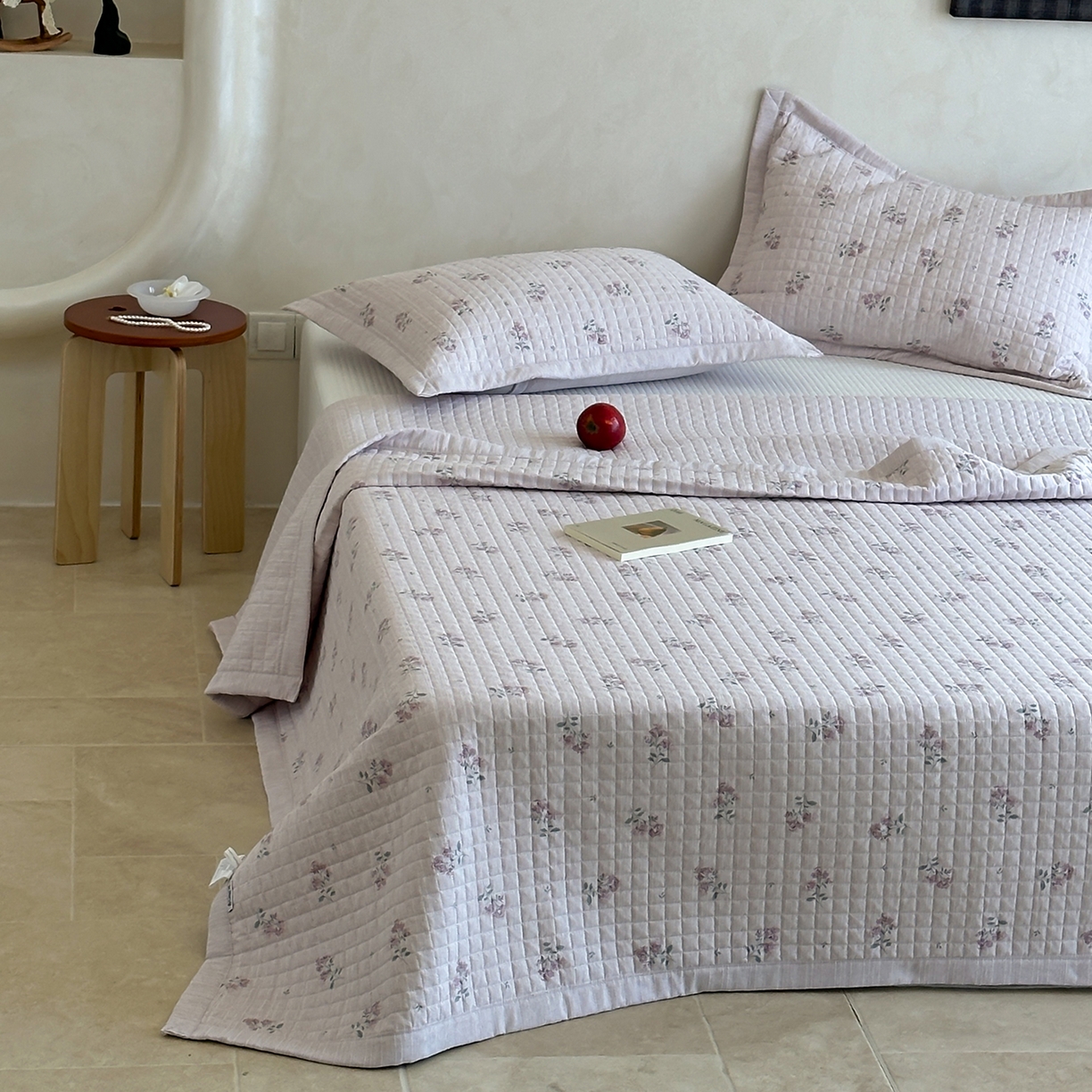 91家纺网 家纺一手货源 找家纺 床盖工厂店 2026新款提花色织麻床盖三件套 云溪紫