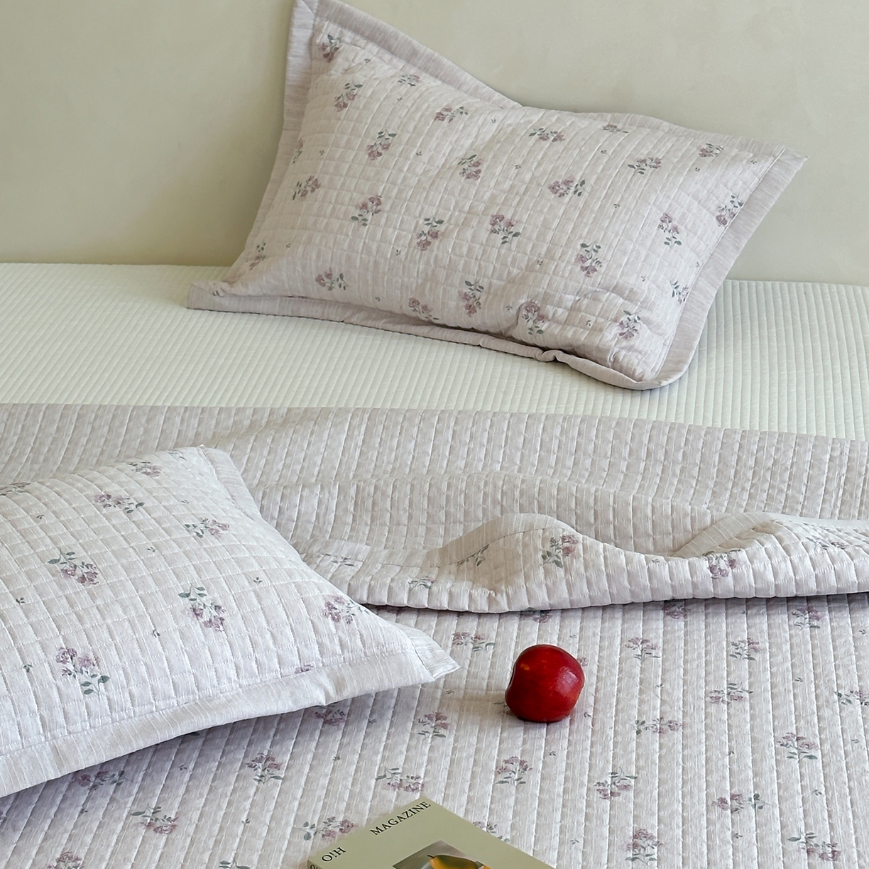 91家纺网 家纺一手货源 找家纺 床盖工厂店 2026新款提花色织麻床盖三件套 云溪紫