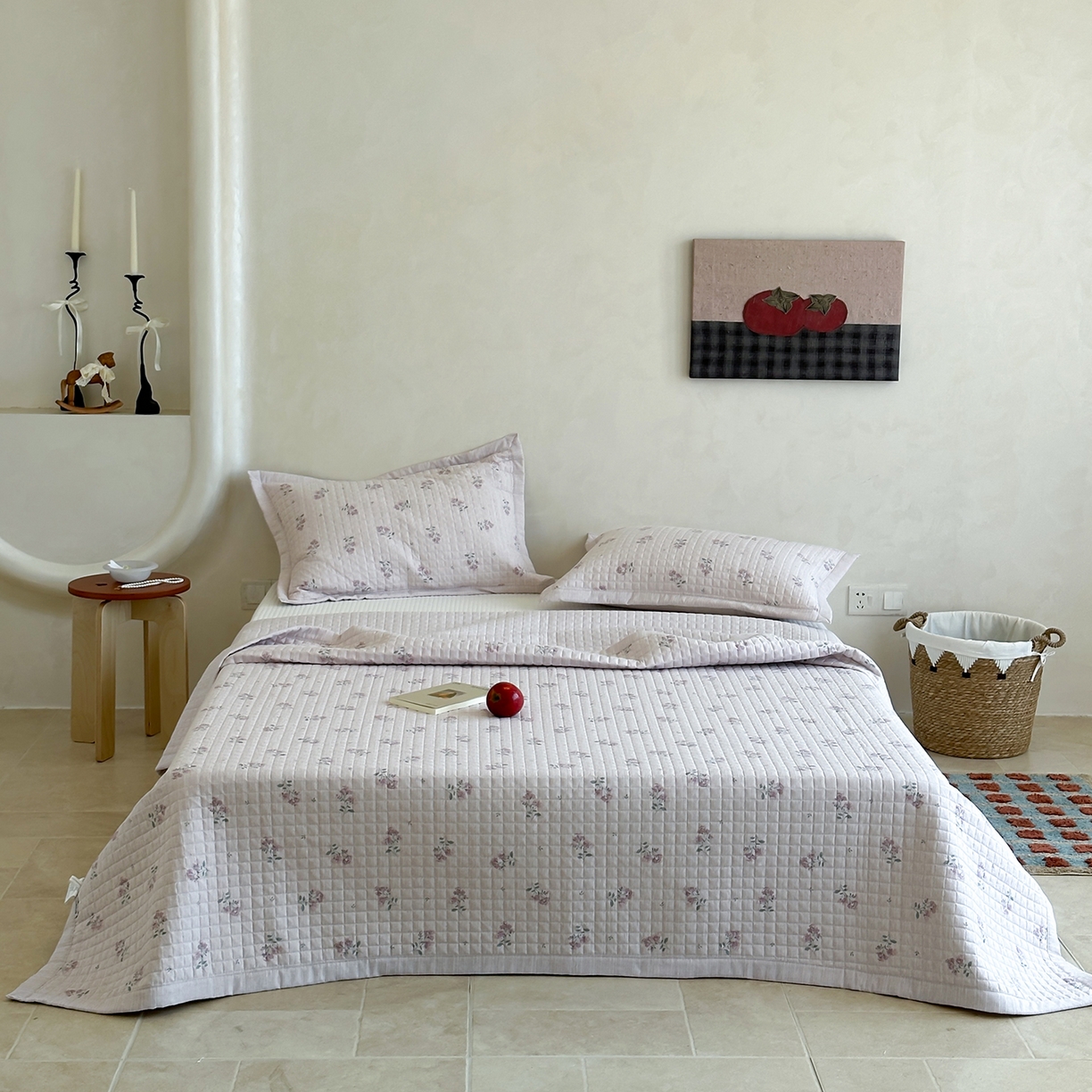 91家纺网 家纺一手货源 找家纺 床盖工厂店 2026新款提花色织麻床盖三件套 云溪紫