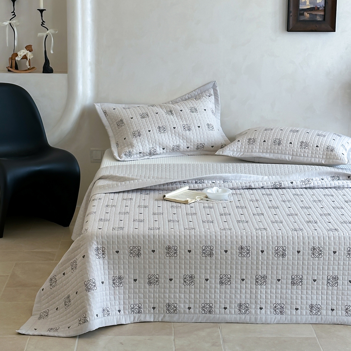 床盖工厂店 2026新款提花色织麻床盖三件套 罗逸维