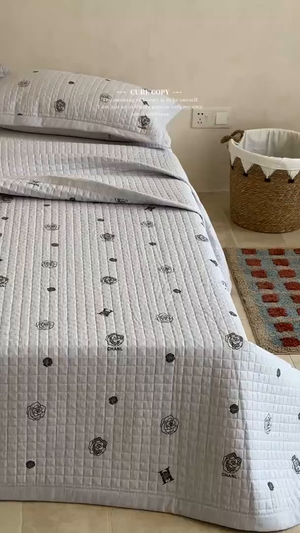 91家纺网 家纺一手货源 找家纺 床盖工厂店 2026新款提花色织麻床盖三件套 香奈儿