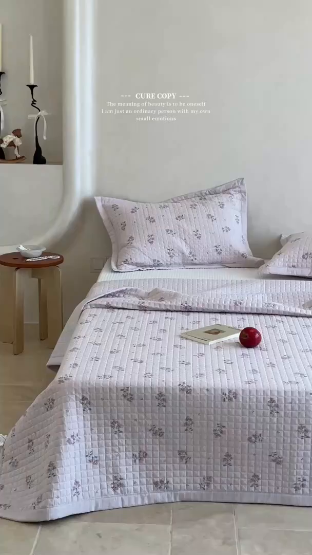 91家纺网 家纺一手货源 找家纺 床盖工厂店 2026新款提花色织麻床盖三件套 云溪紫
