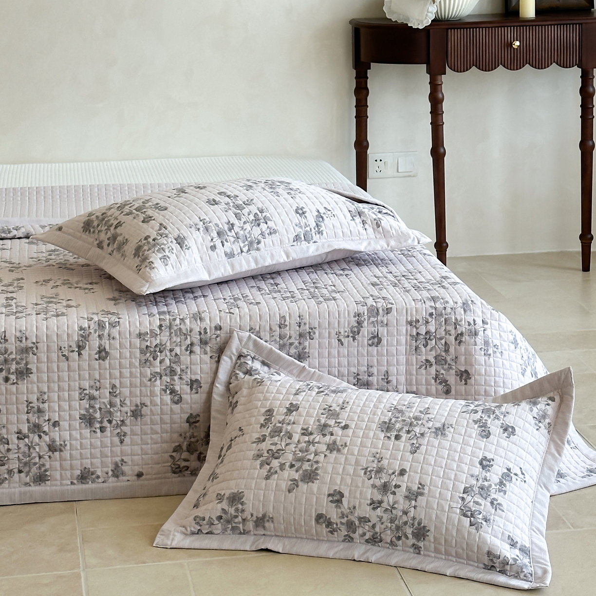 91家纺网 家纺一手货源 找家纺 床盖工厂店 2026新款提花色织麻床盖三件套 素锦 粉