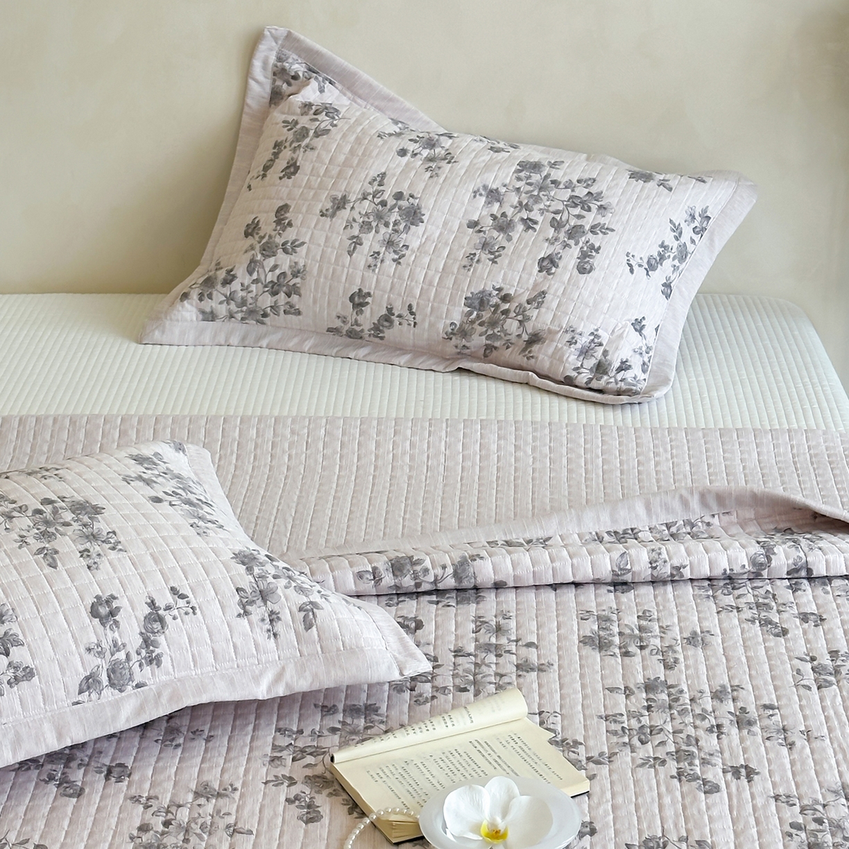 91家纺网 家纺一手货源 找家纺 床盖工厂店 2026新款提花色织麻床盖三件套 素锦 粉