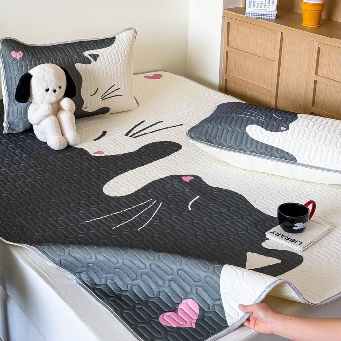 91家纺网 家纺一手货源 找家纺 顾里家纺 2026新款ins大版卡通乳胶席凉席席子 情侣猫