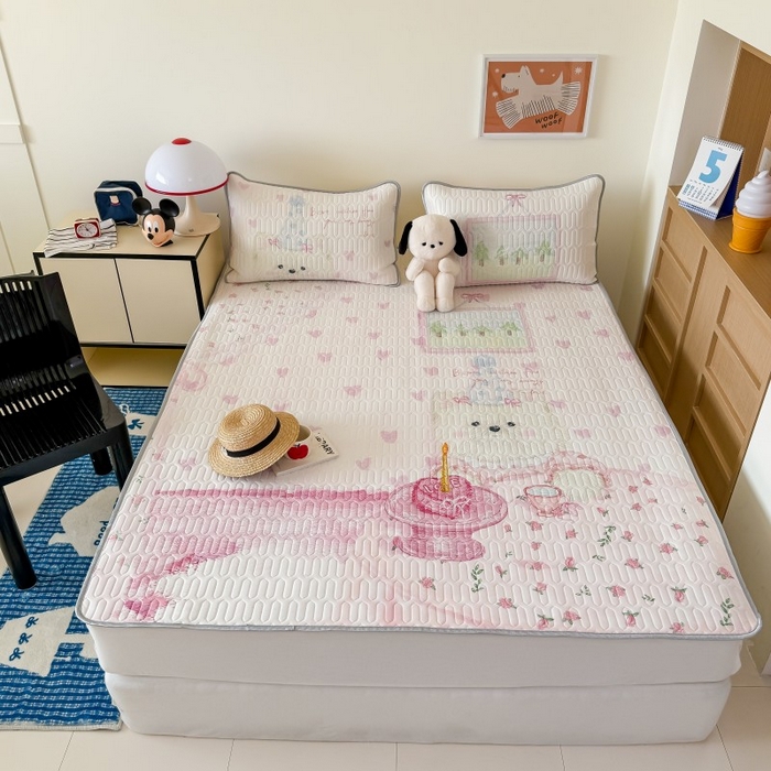 91家纺网 家纺一手货源 找家纺 顾里家纺 2026新款ins大版卡通乳胶席凉席席子 少女西高地