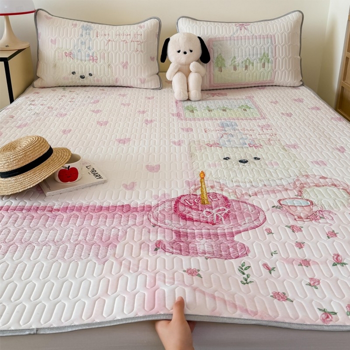 91家纺网 家纺一手货源 找家纺 顾里家纺 2026新款ins大版卡通乳胶席凉席席子 少女西高地