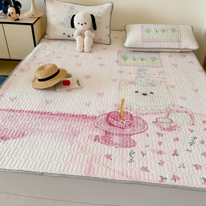 91家纺网 家纺一手货源 找家纺 顾里家纺 2026新款ins大版卡通乳胶席凉席席子 少女西高地