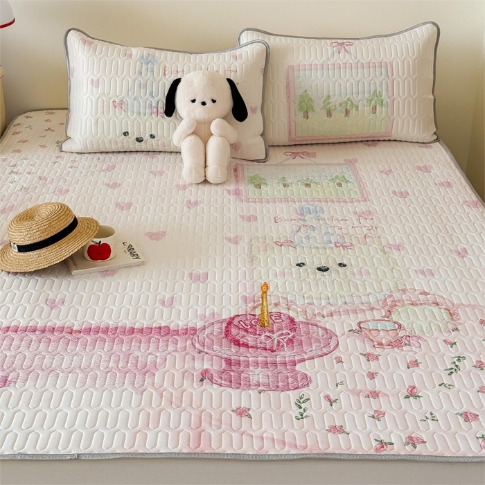 91家纺网 家纺一手货源 找家纺 顾里家纺 2026新款ins大版卡通乳胶席凉席席子 少女西高地