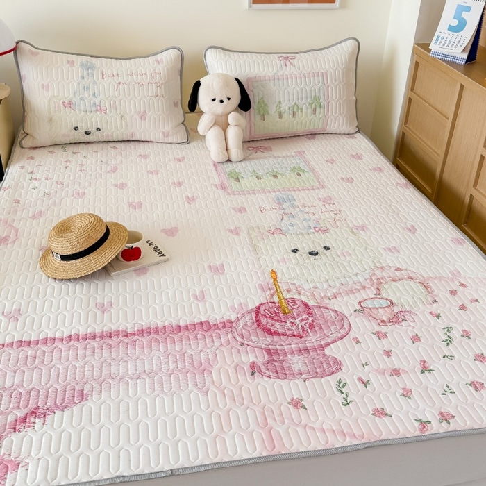 91家纺网 家纺一手货源 找家纺 顾里家纺 2026新款ins大版卡通乳胶席凉席席子 少女西高地