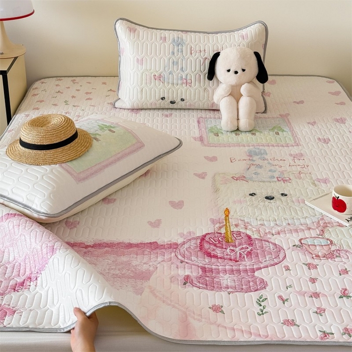 91家纺网 家纺一手货源 找家纺 顾里家纺 2026新款ins大版卡通乳胶席凉席席子 少女西高地